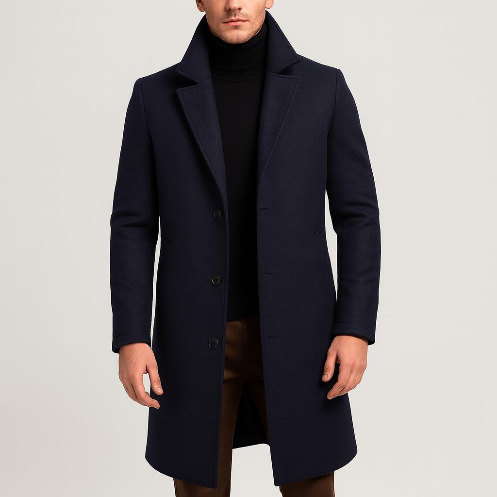 Tanzanix | Wool blend trench coat-Apparel & Accessories > Clothing > Outerwear > Coats & Jackets > Trench Coats-Navy-S-Tanzanix
