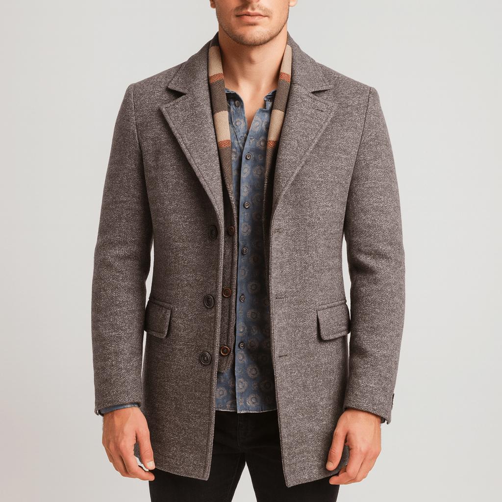 Tanzanix | Woolen coat with turn-down collar and detachable scarf-Apparel & Accessories > Clothing > Outerwear > Coats & Jackets > Overcoats-Brown-XS-Tanzanix