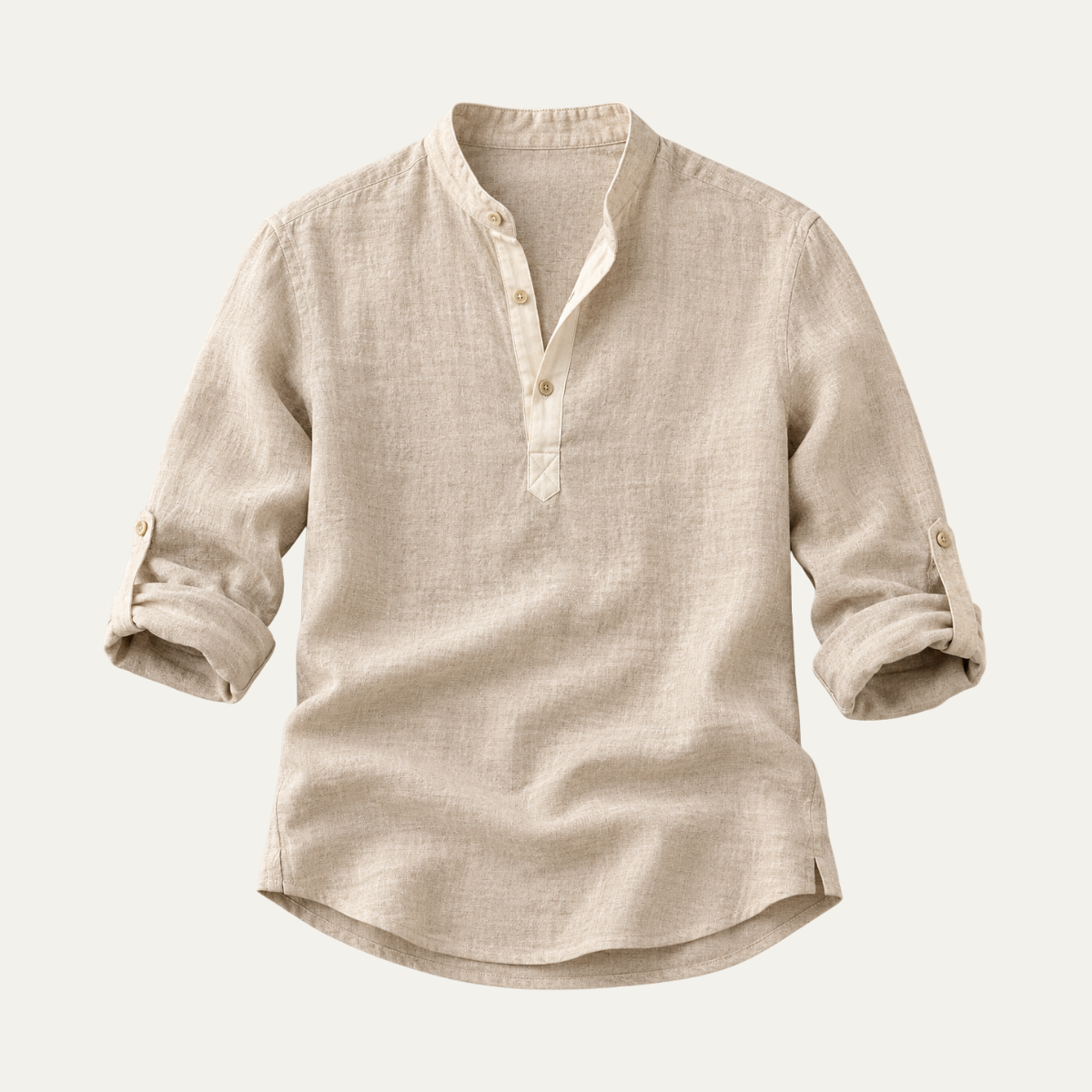 Aaron | Men's Linen Grandad Collar Shirt - view 7