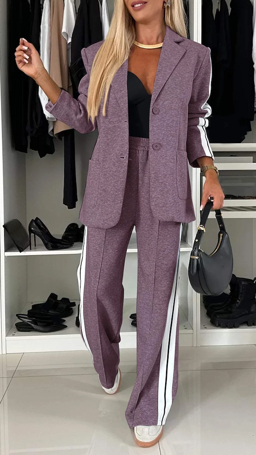 Abigail | Women's Two-Piece Blazer & Trouser Suit Set - Purple