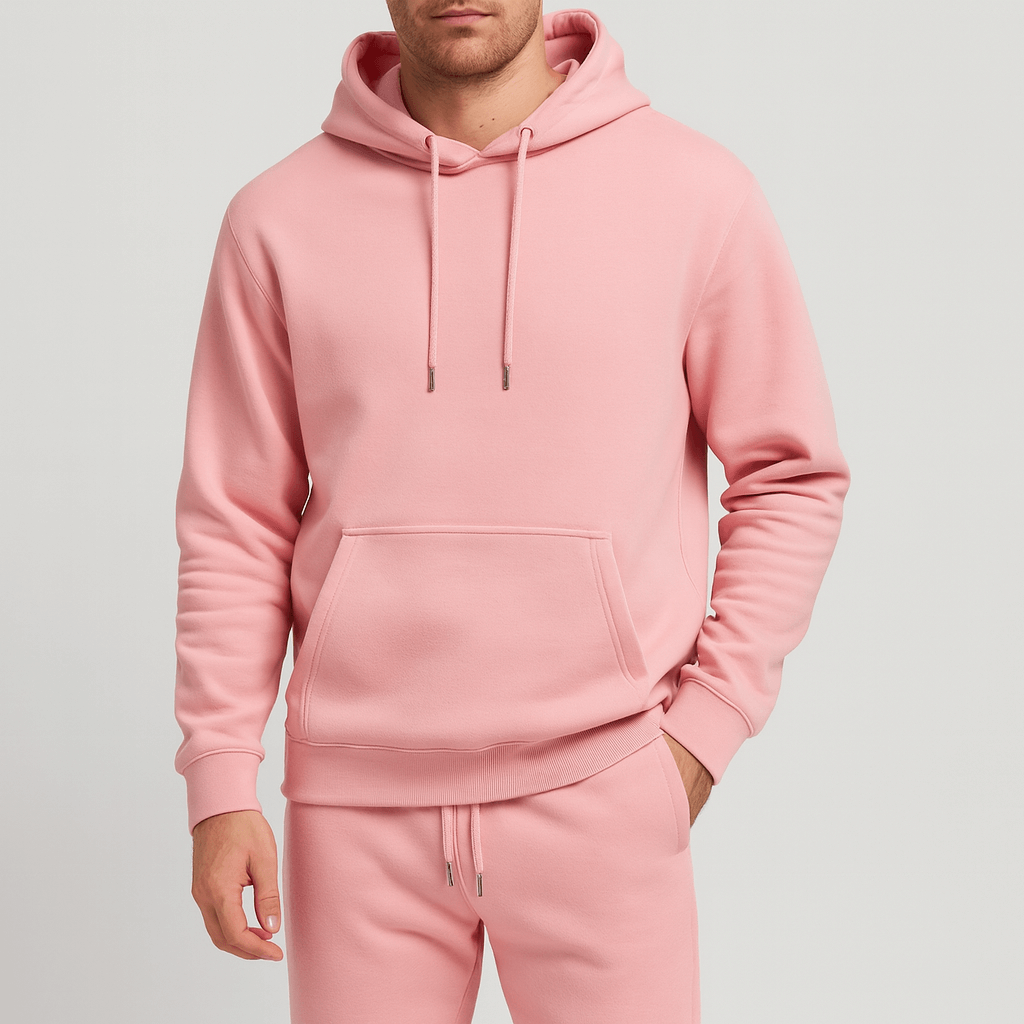 Albert | Mjukisset för herr med hoodie - Ljusrosa