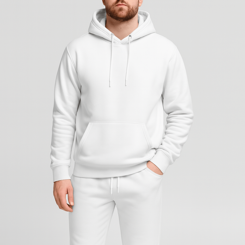 Albert | Mjukisset för herr med hoodie - Vit