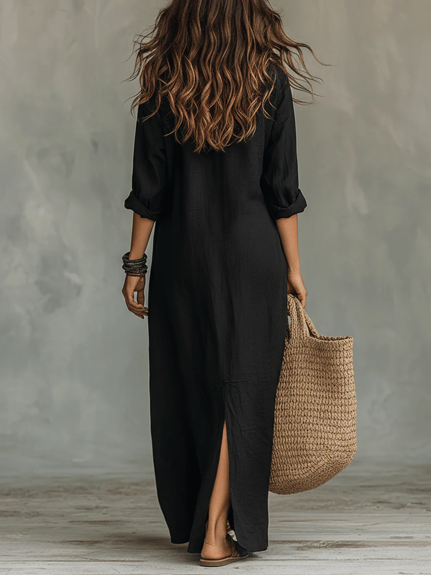Amber | Women's Long Sleeve Maxi Shirt Dress - view 5