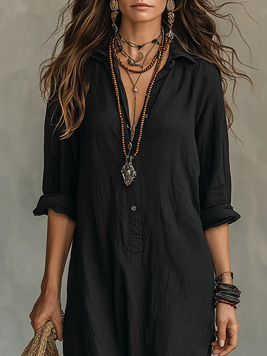 Amber | Women's Long Sleeve Maxi Shirt Dress - view 6