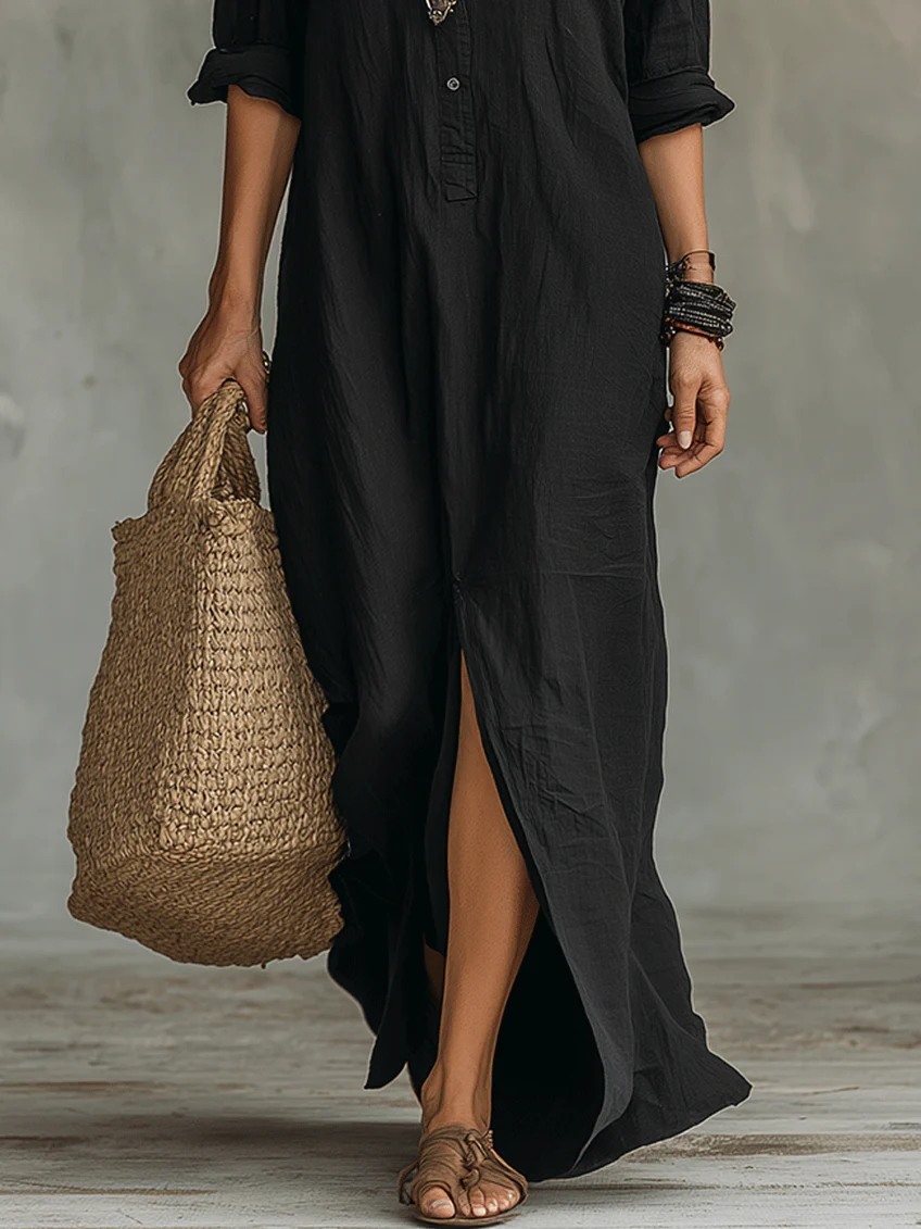 Amber | Women's Long Sleeve Maxi Shirt Dress - view 7