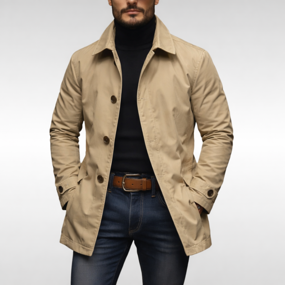 Barnaby | Jacka herr i lång, lätt modell med foder - Beige