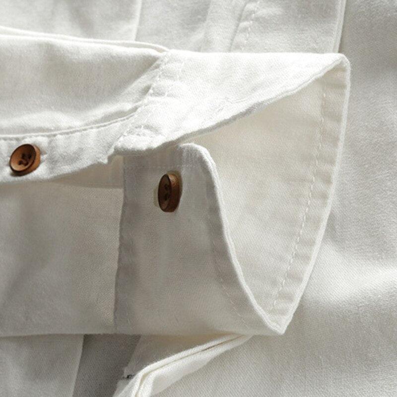 Cameron | Men's Linen Grandad Collar Shirt - view 8