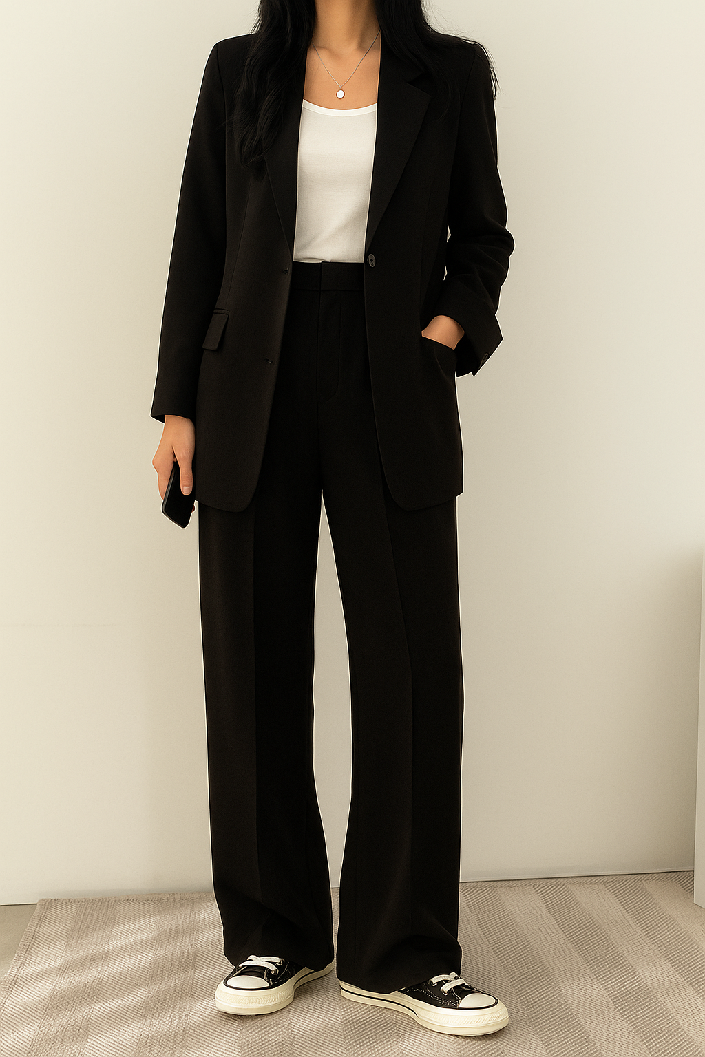 Daisy | Women's Two-Piece Wide-Leg Trouser Suit - Black