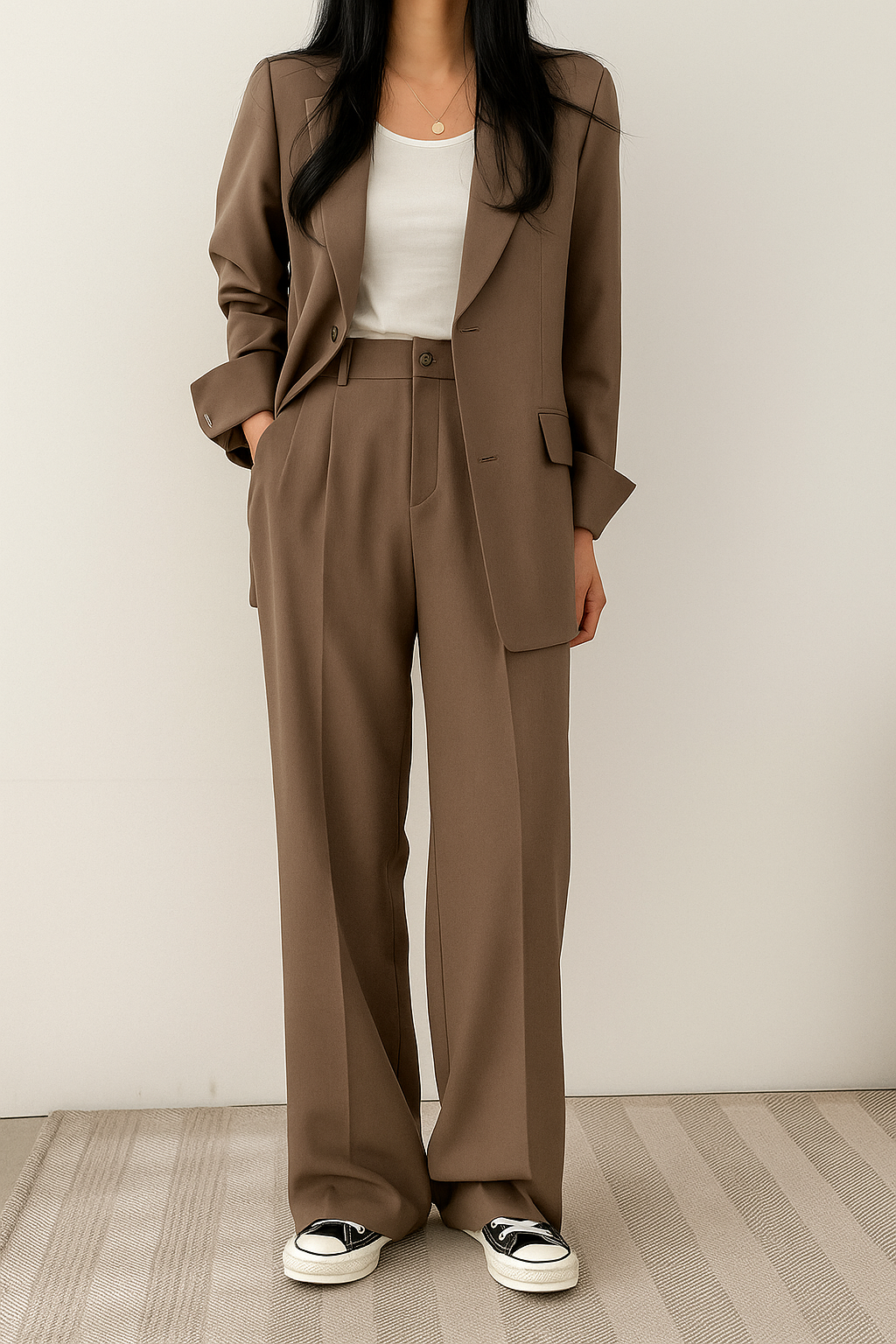 Daisy | Women's Two-Piece Wide-Leg Trouser Suit - Brown