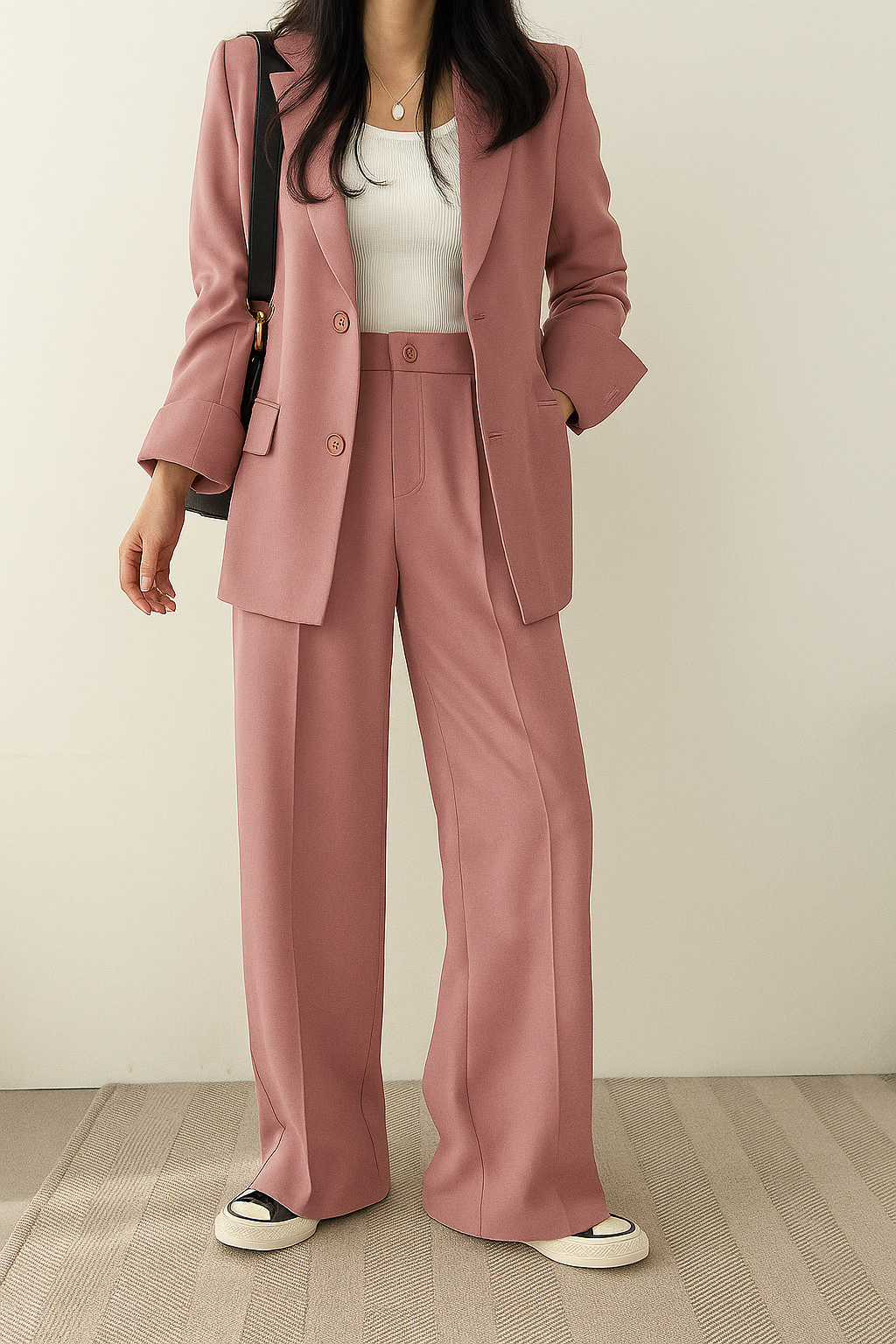 Daisy | Women's Two-Piece Wide-Leg Trouser Suit - Pink