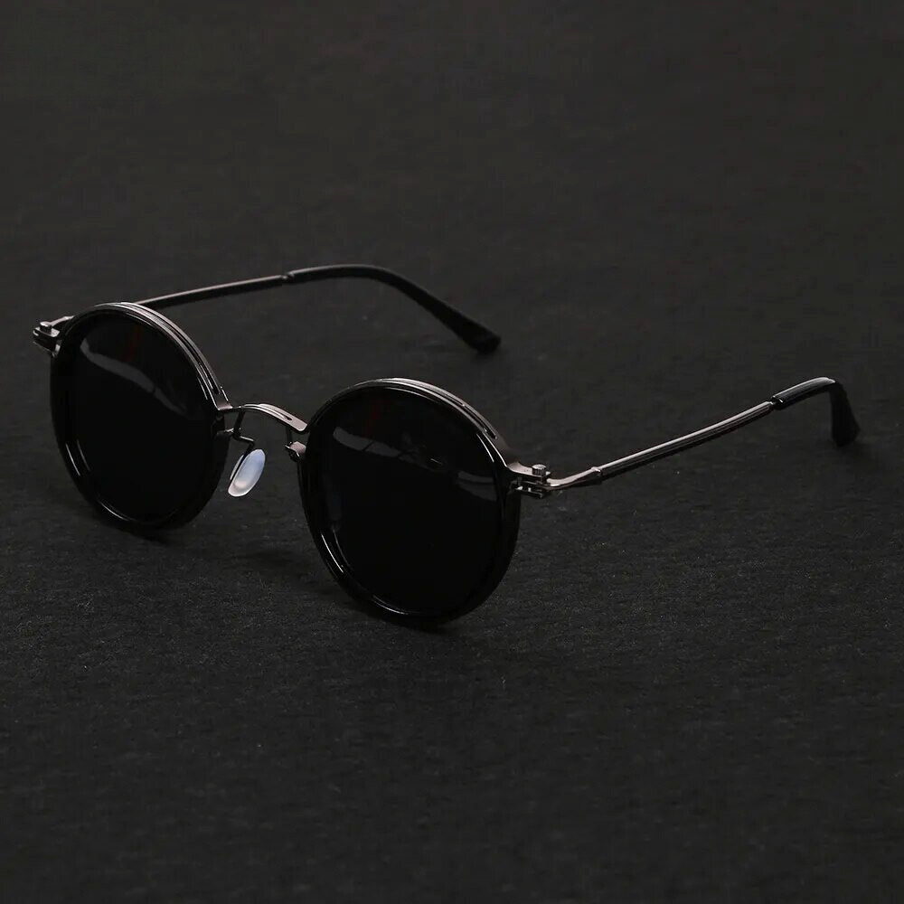 Ellis | Round Metal Frame Sunglasses - Black