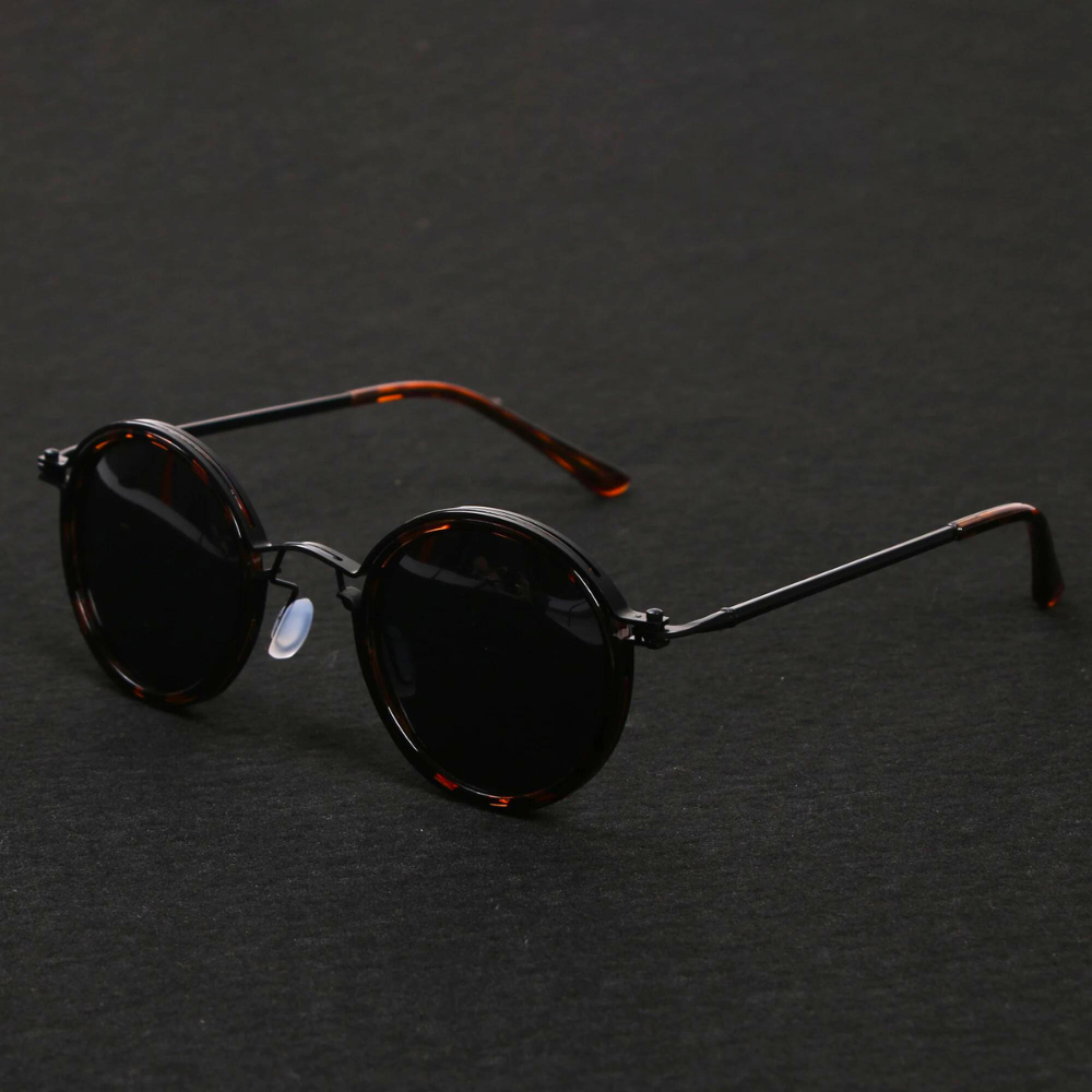 Ellis | Round Metal Frame Sunglasses - Brown