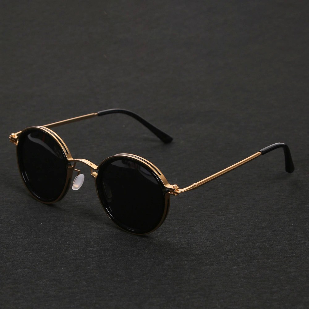 Ellis | Round Metal Frame Sunglasses - Gold