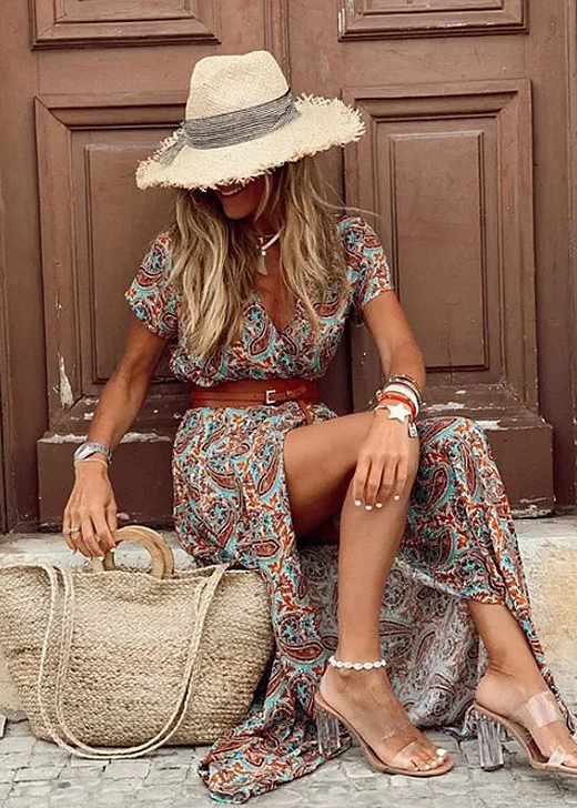 Emily | Women's Boho V-Neck Maxi Dress - view 5