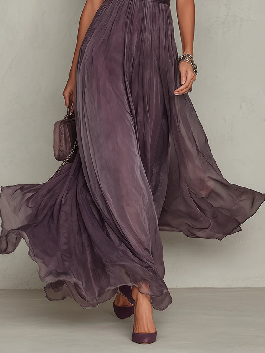 Faye | Women's Chiffon Lace Trim Maxi Dress - view 5