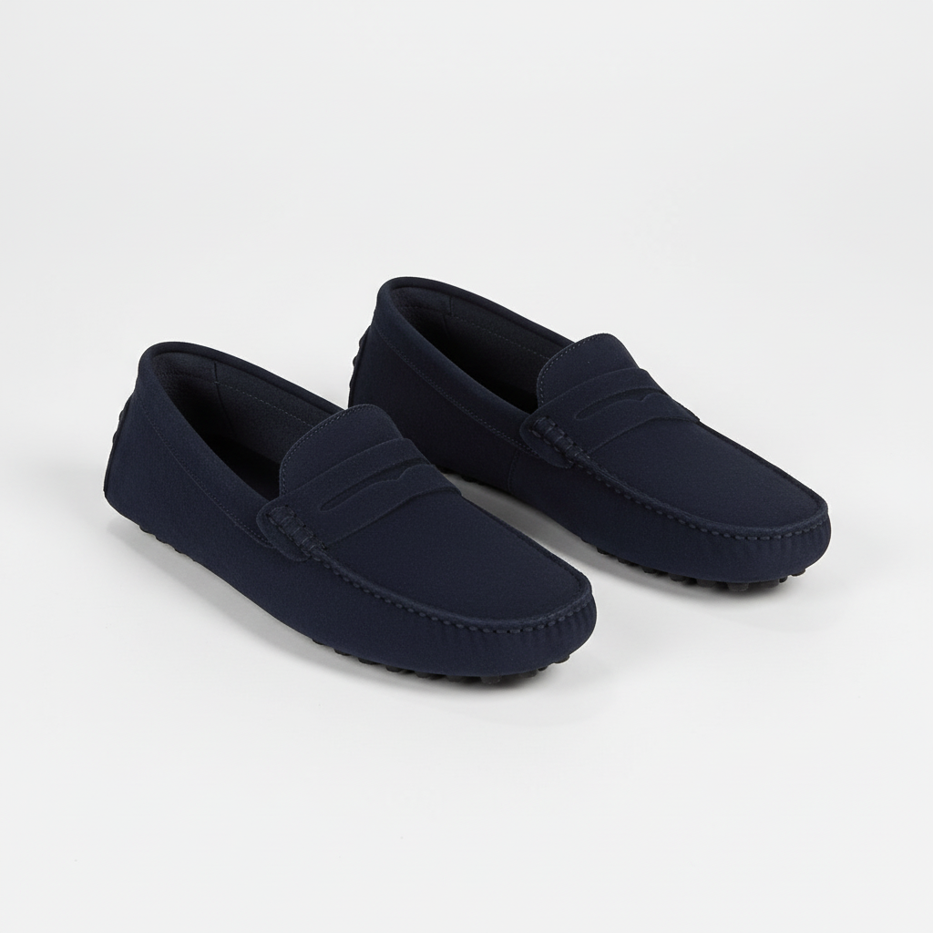 Gabriel | Men's Suede Penny Loafers - Navy Blue