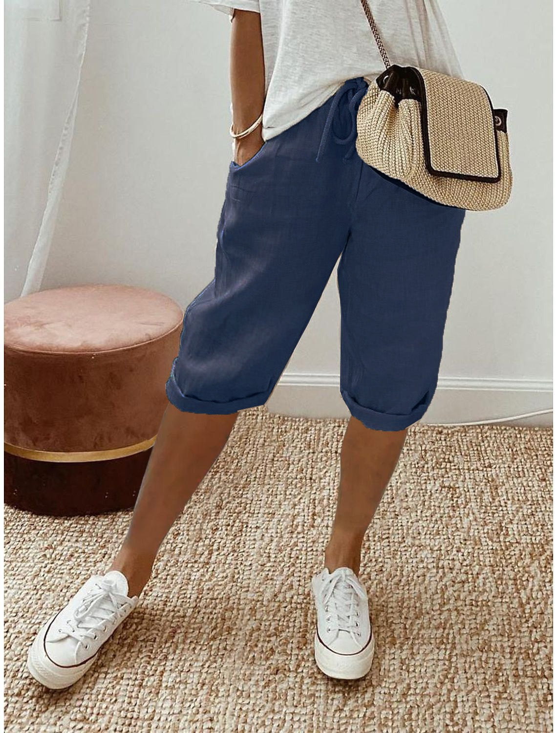 Grace | Women's Relaxed Fit Capri Pants - Royal Blue