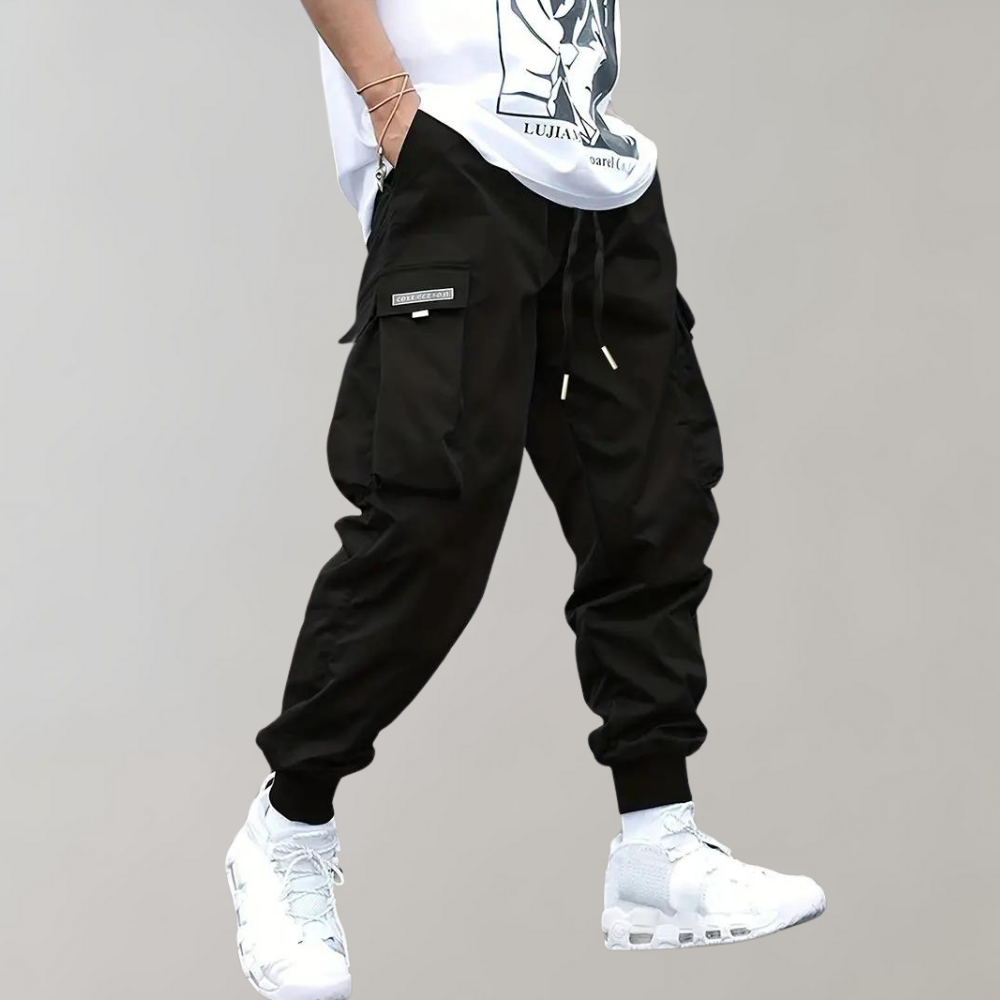 Graham | Men's Cuffed Cargo Joggers - Black