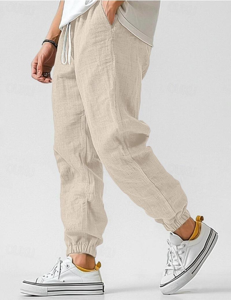 Henry | Men's Relaxed Linen Trousers - Beige
