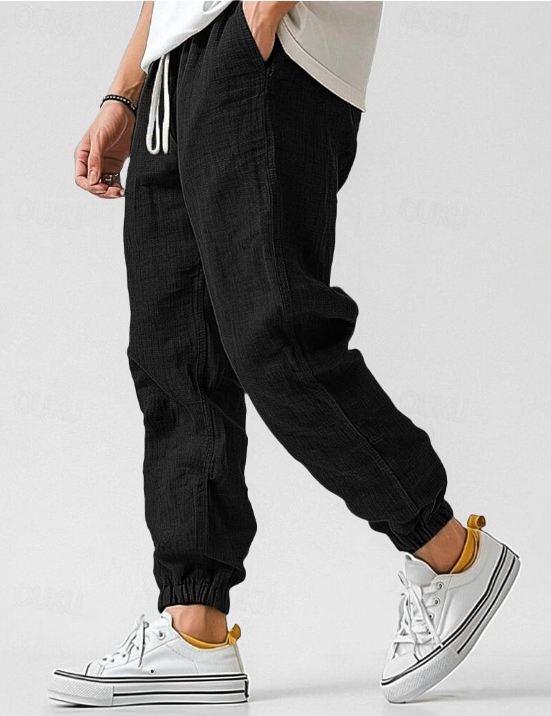 Henry | Men's Relaxed Linen Trousers - Black