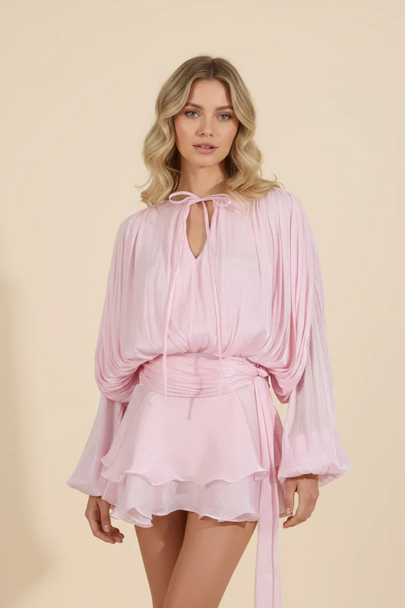 Imogen | Women's Balloon Sleeve Flowy Mini Dress - view 13