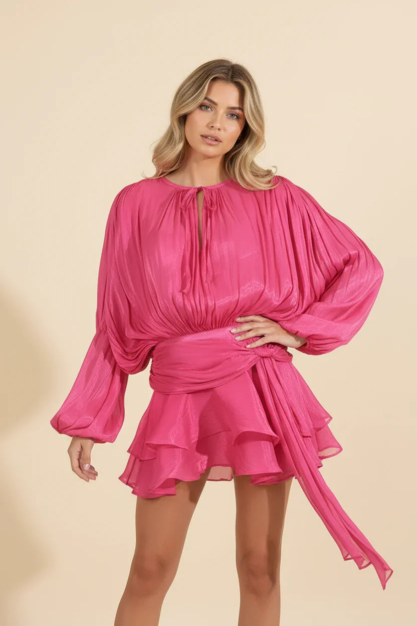 Imogen | Women's Balloon Sleeve Flowy Mini Dress - view 18
