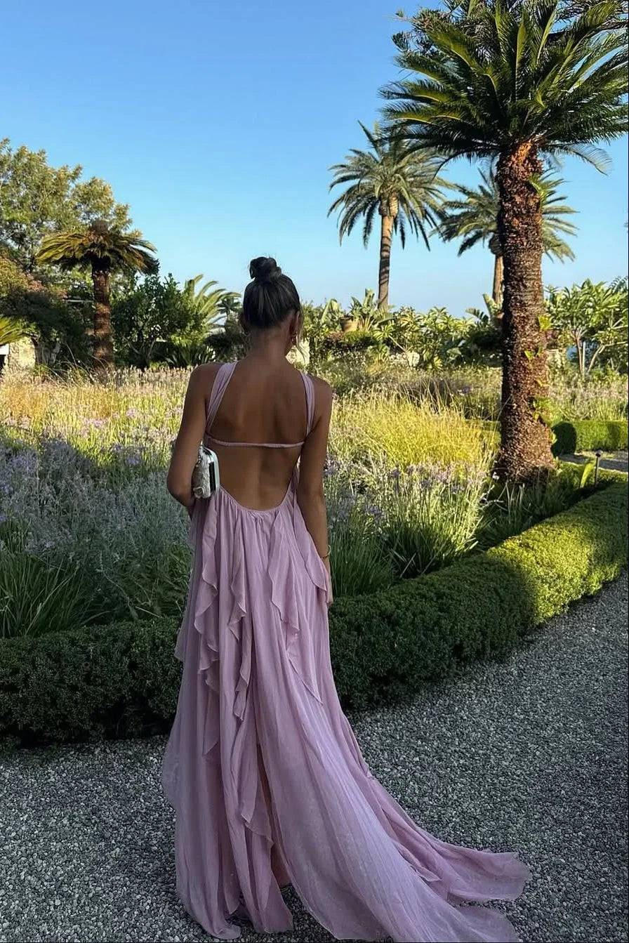 Ivy | Women's Halterneck Chiffon Maxi Dress - view 7