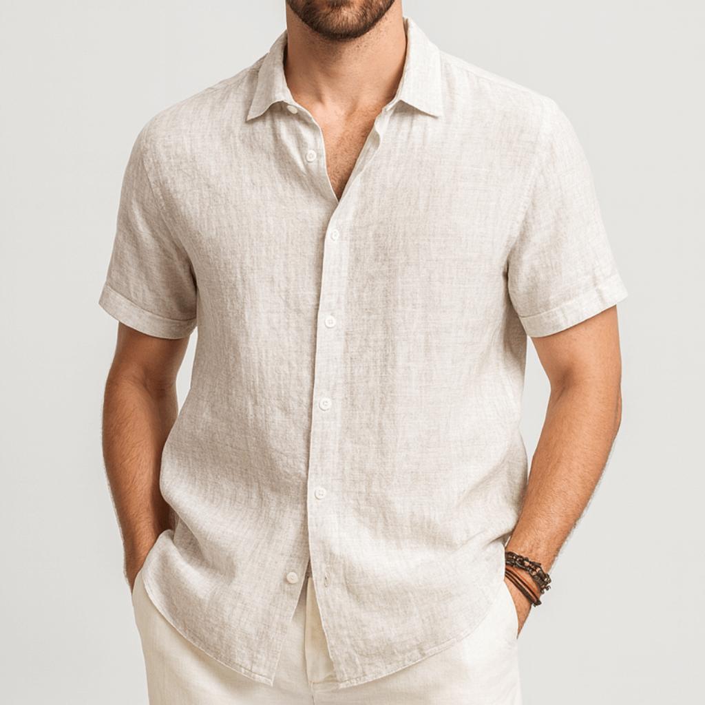 Joshua | Men's Short Sleeve Cotton Shirt - White