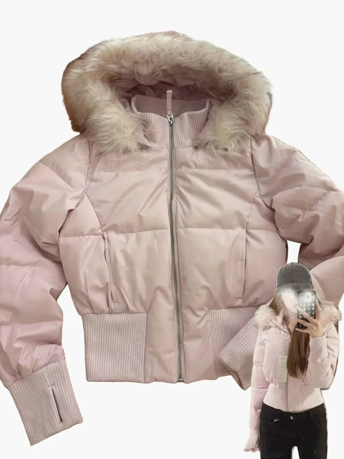 Julia | Quiltad vinterjacka för dam med huva - bild 6