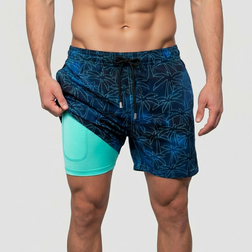 Kenneth | Men's Quick-Dry Compression-Lined Swim Shorts - Dark blue