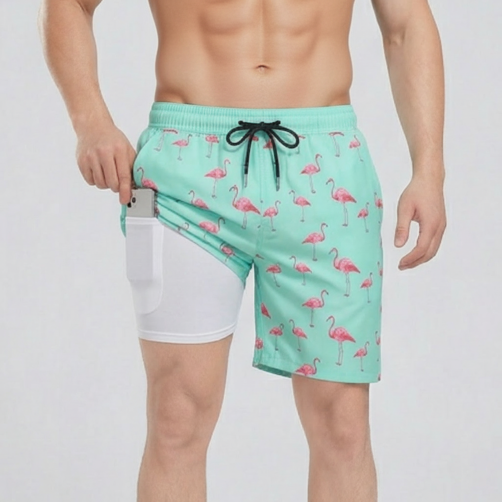 Kenneth | Men's Quick-Dry Compression-Lined Swim Shorts - Mint green