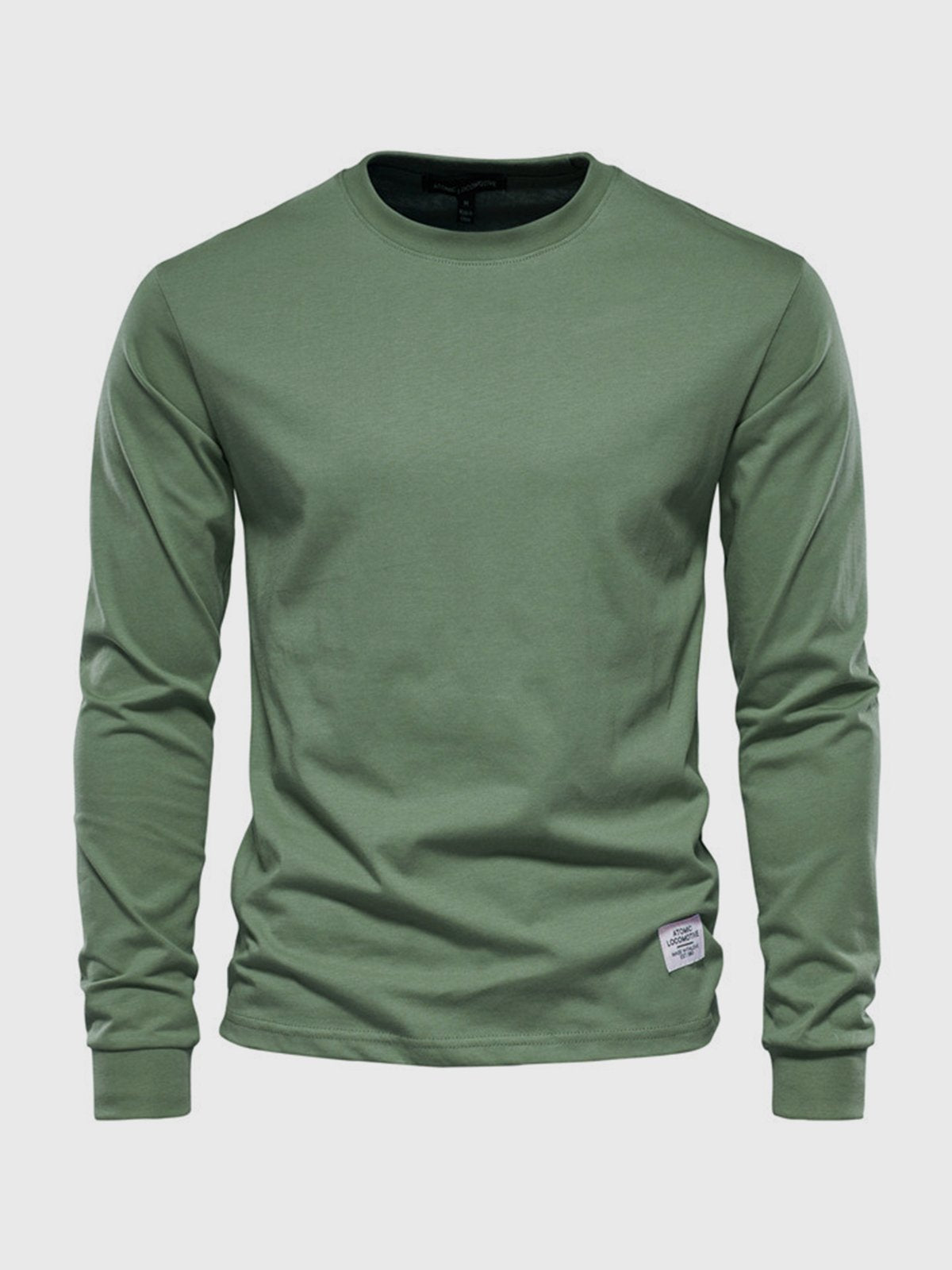Liam | Men's Cotton Long Sleeve Crewneck Top - Green