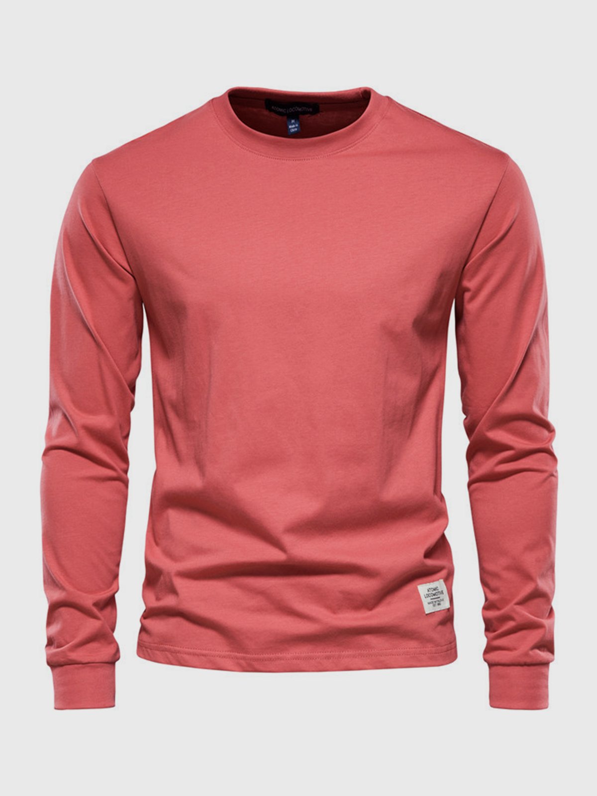 Liam | Men's Cotton Long Sleeve Crewneck Top - Red