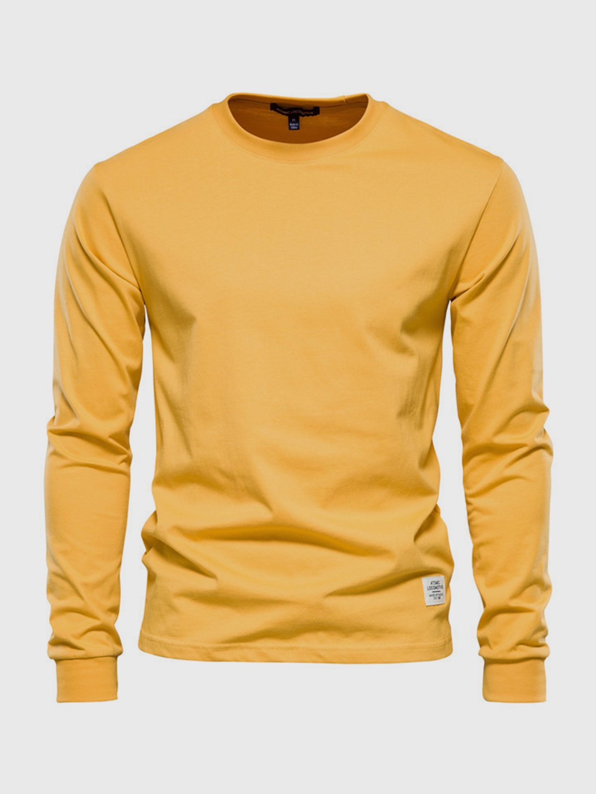 Liam | Men's Cotton Long Sleeve Crewneck Top - Yellow