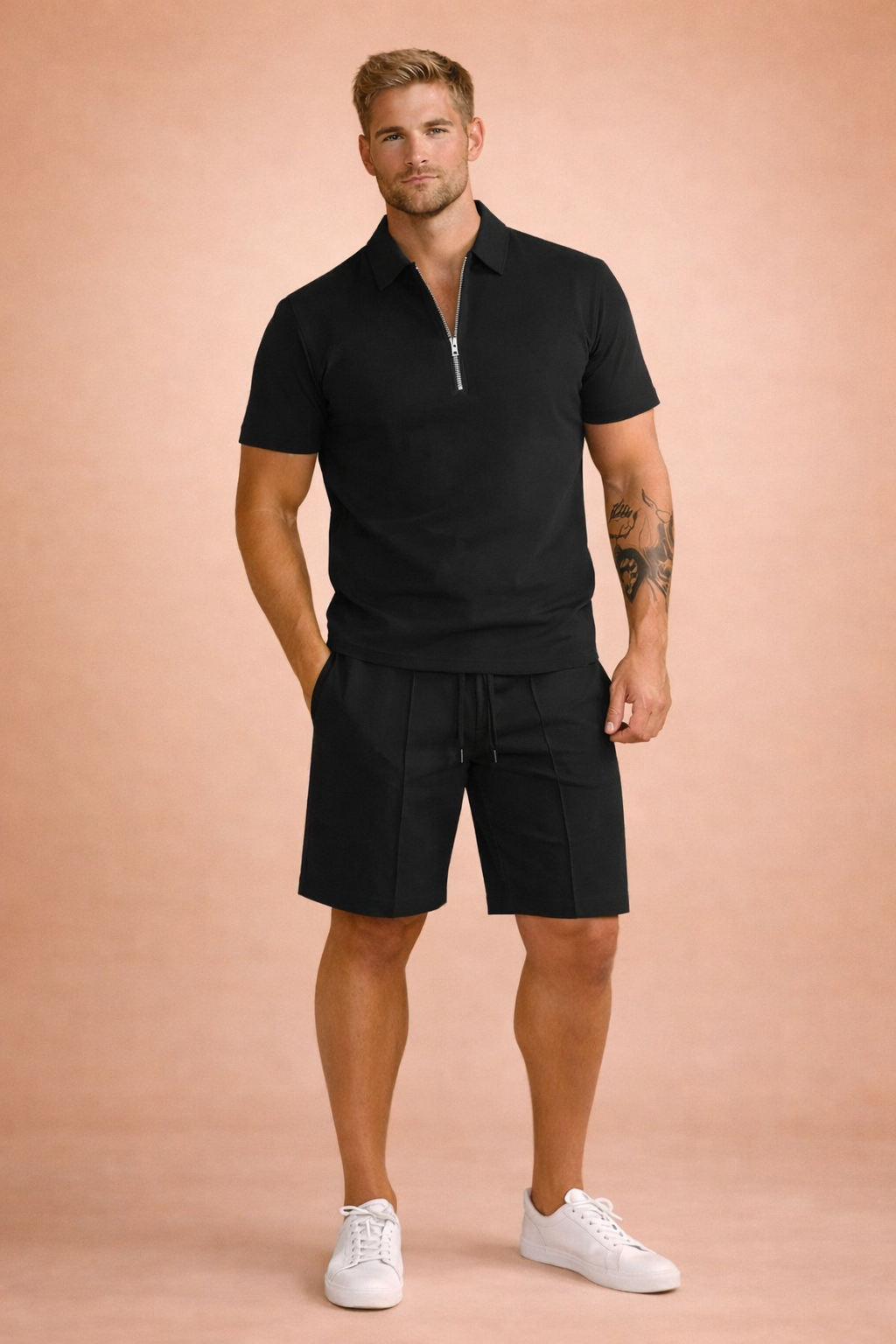 Logan | Men's Zip Polo and Shorts Set - view 4