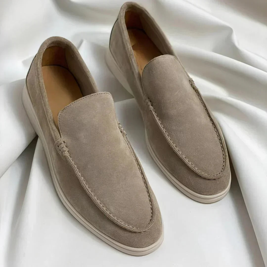 Louis | Men's Suede Slip-On Loafers - Khaki