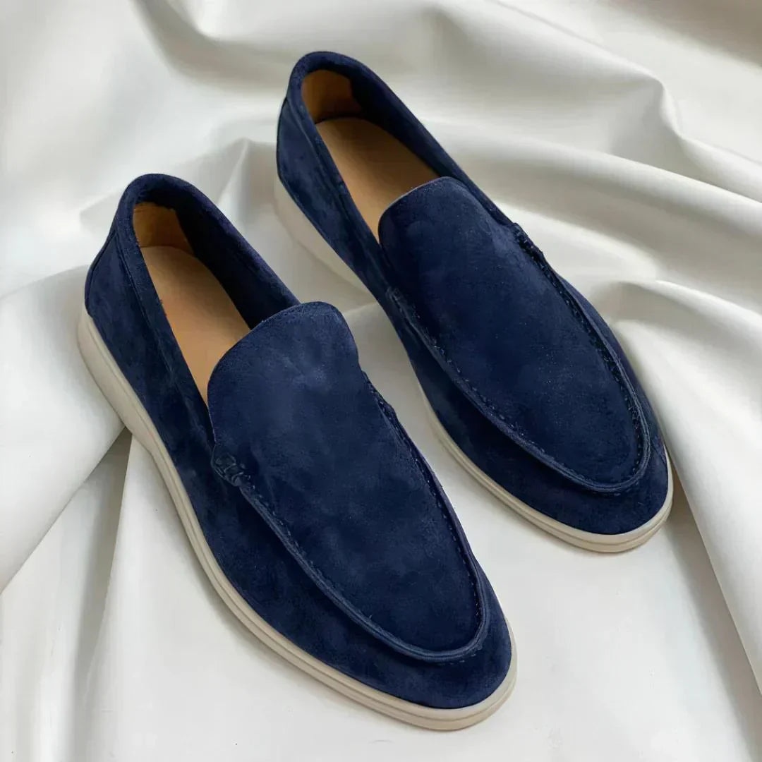 Louis | Men's Suede Slip-On Loafers - Navy blue
