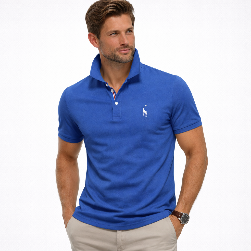 Lucas | Men's Short Sleeve Pique Polo Shirt - Blue