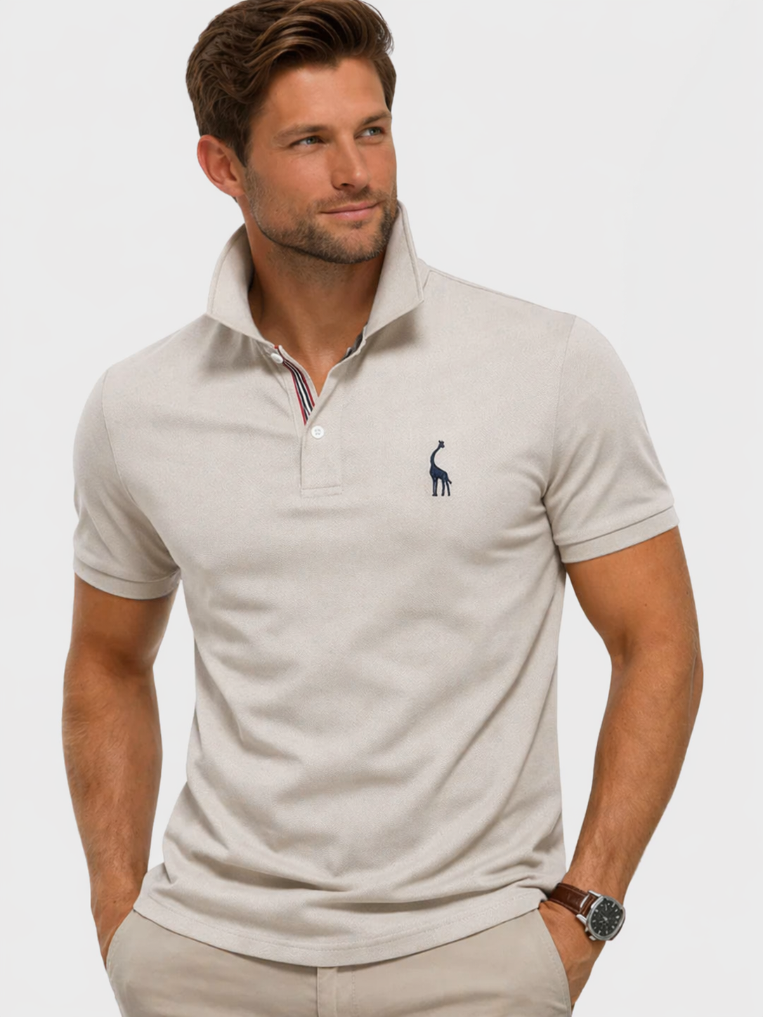 Lucas | Men's Short Sleeve Pique Polo Shirt - Khaki