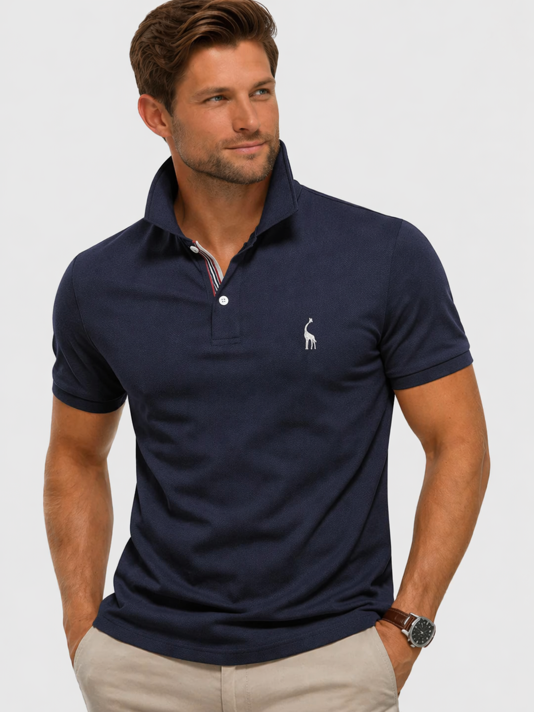 Lucas | Men's Short Sleeve Pique Polo Shirt - Navy Blue