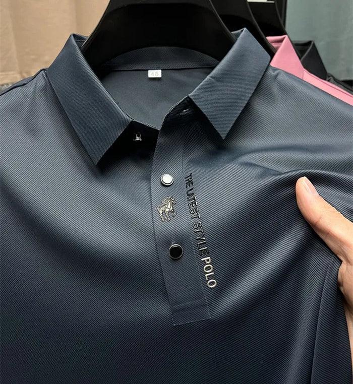Luke | Men's Cotton Polo Shirt - Navy blue