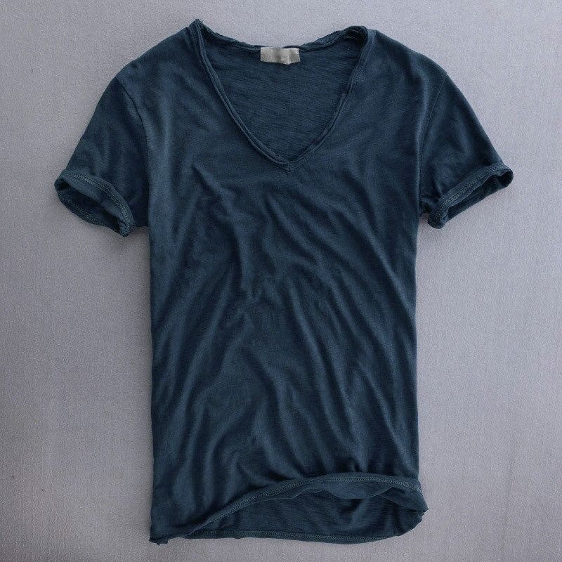 Luke | Men's Slim Fit V-Neck T-Shirt - Navy Blue