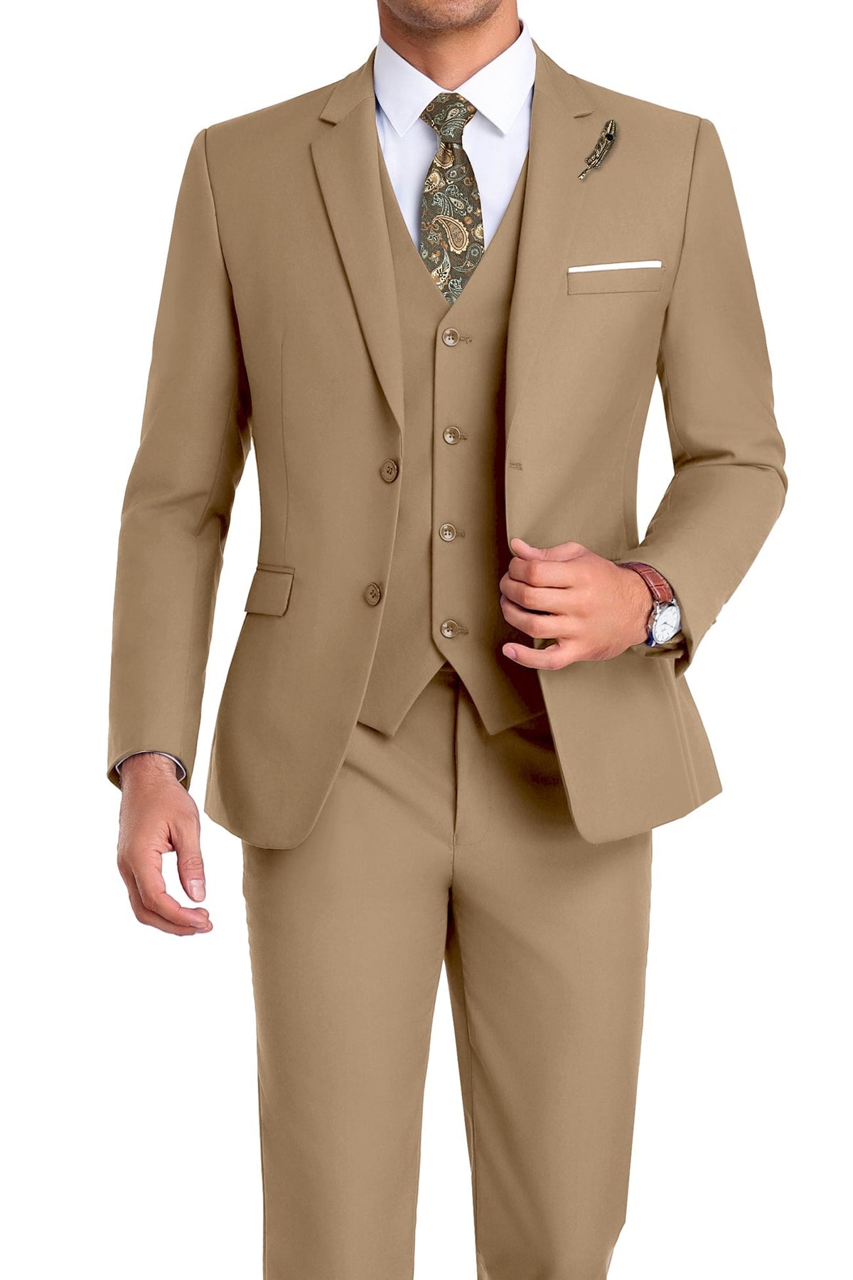 Martin | Tredelad kostym för herr med slim fit - Brun