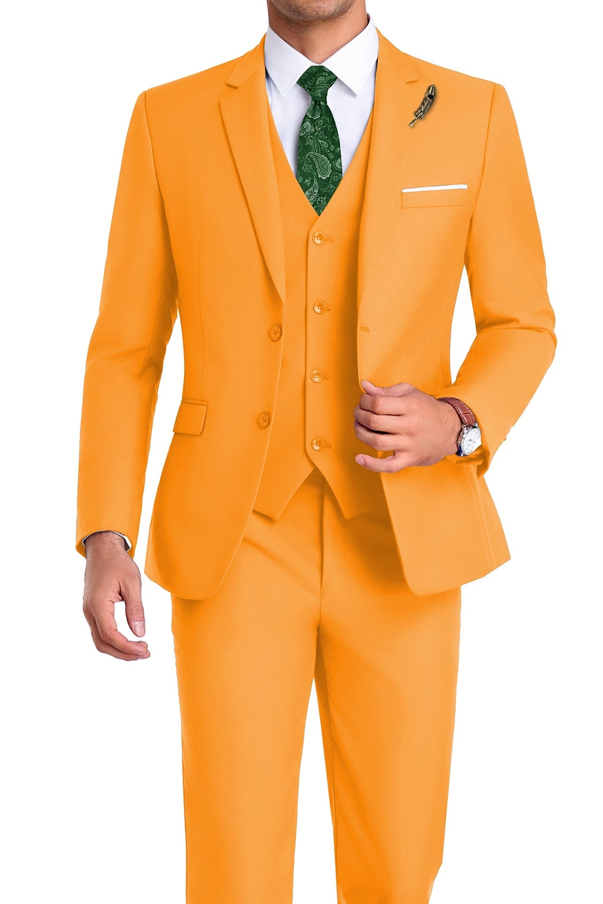 Martin | Tredelad kostym för herr med slim fit - Orange