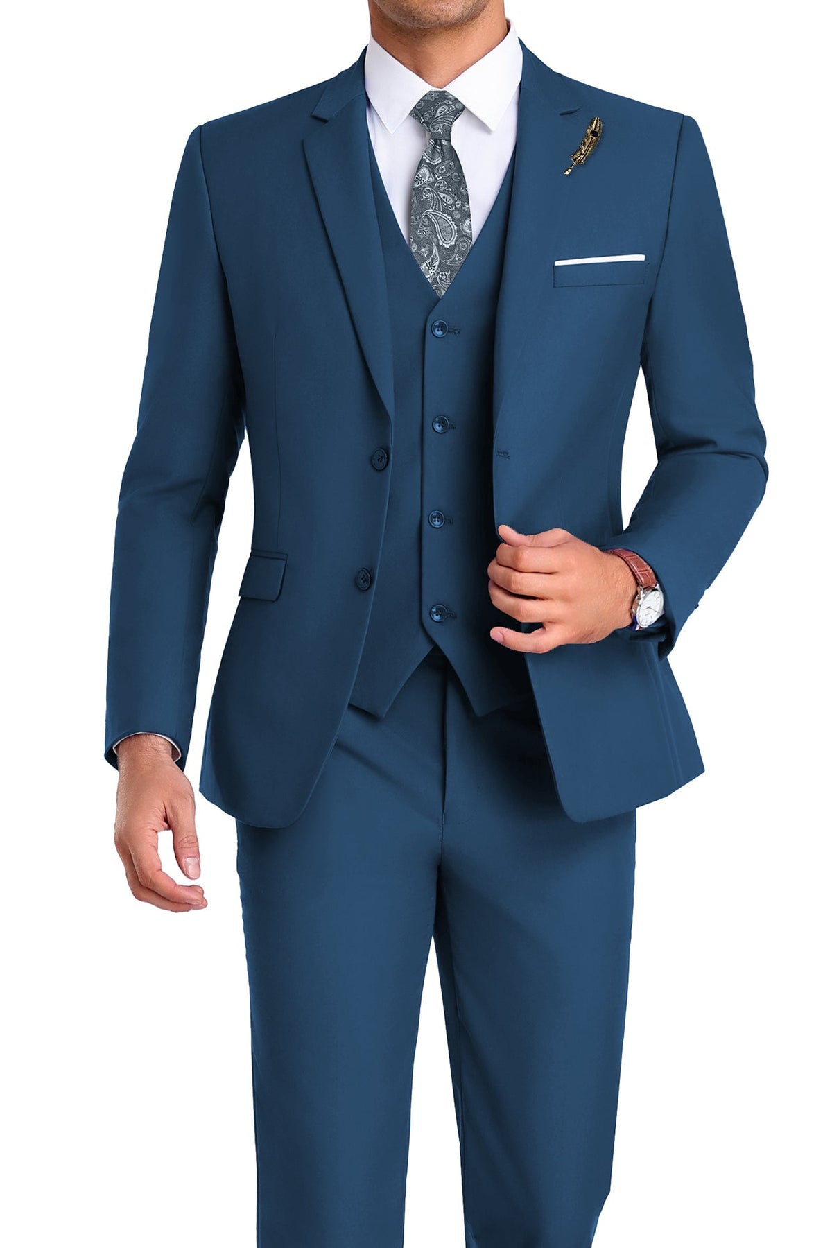 Martin | Tredelad kostym för herr med slim fit - Sjöblå