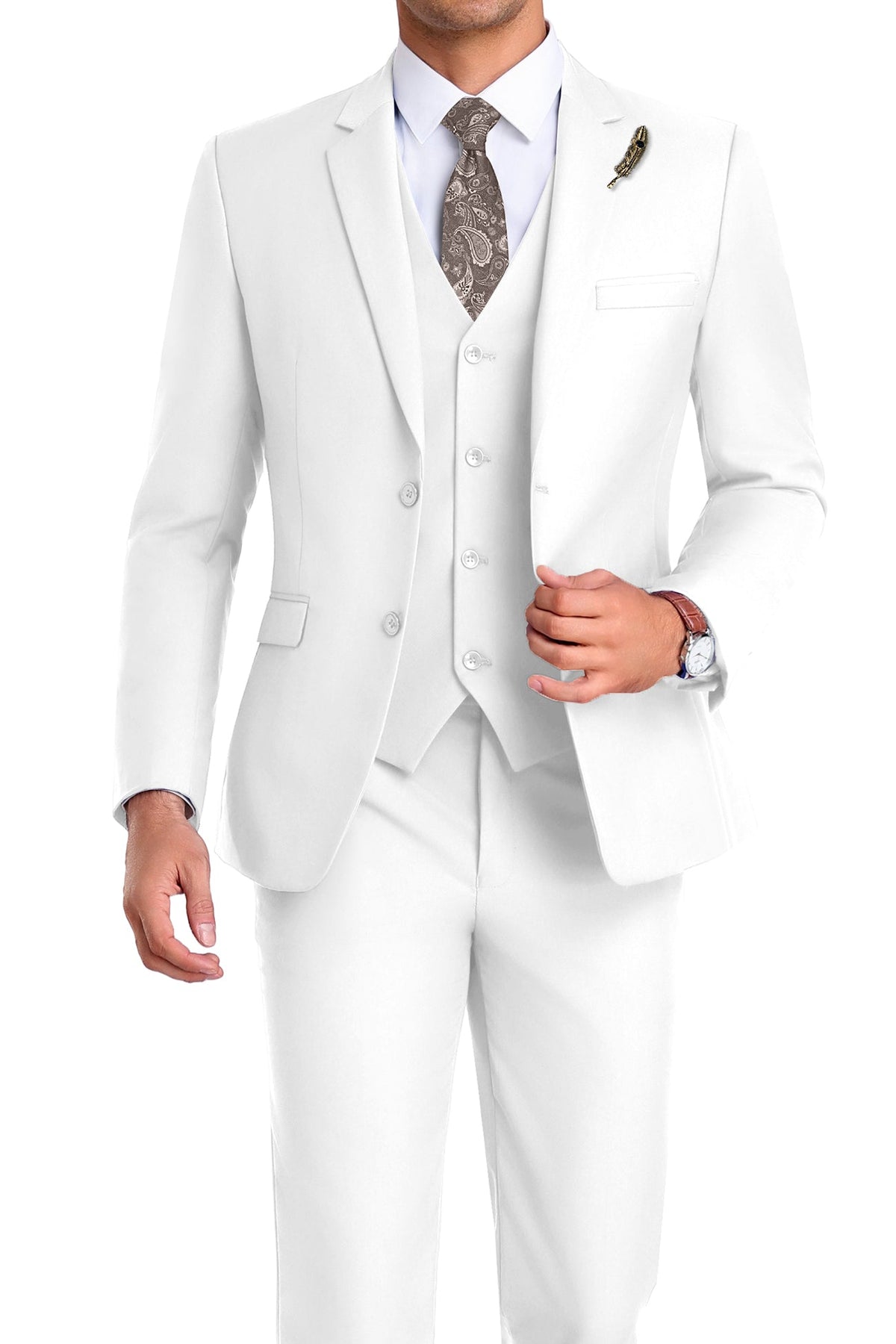 Martin | Tredelad kostym för herr med slim fit - Vit