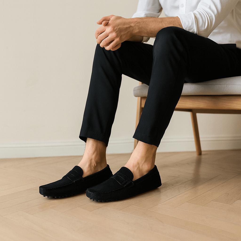 Milo | Men's Suede Driving Loafers - Black