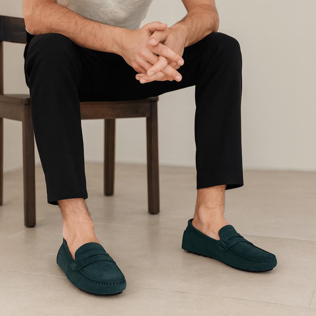 Milo | Men's Suede Driving Loafers - Dark green