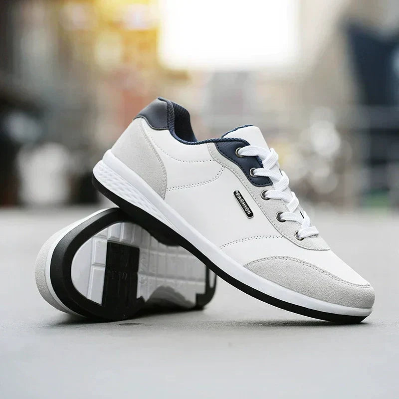 Nathan | Men's Cushioned Lace-Up Trainers - White
