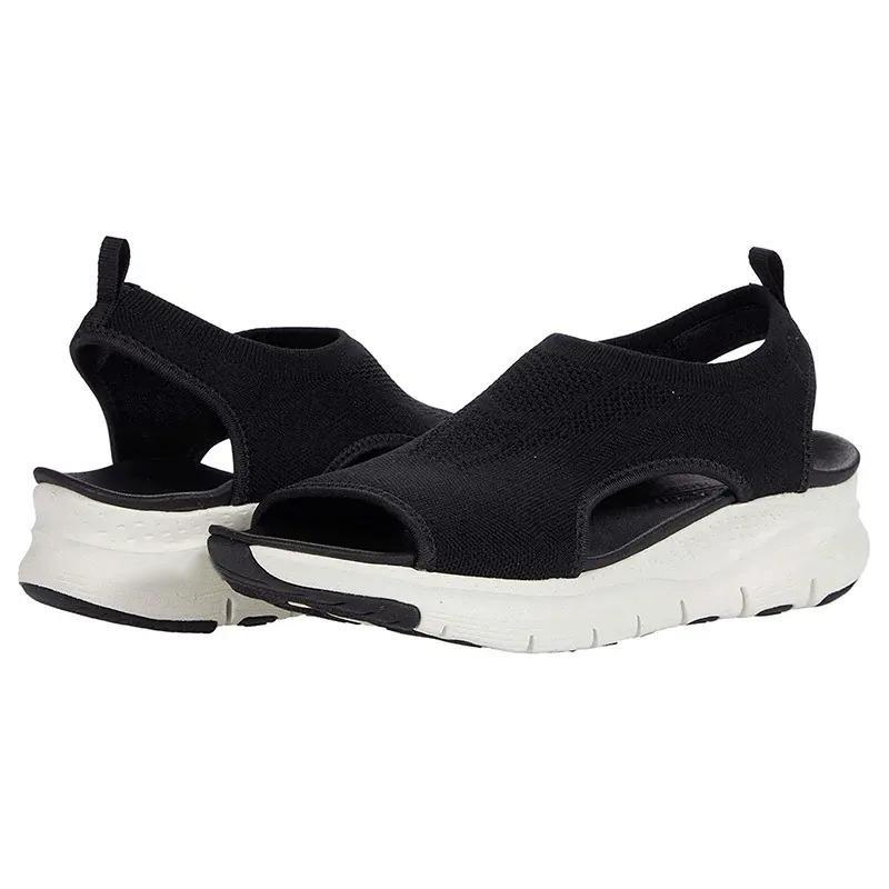 Orla | Women's Knit Slip-On Wedge Sandals - Black